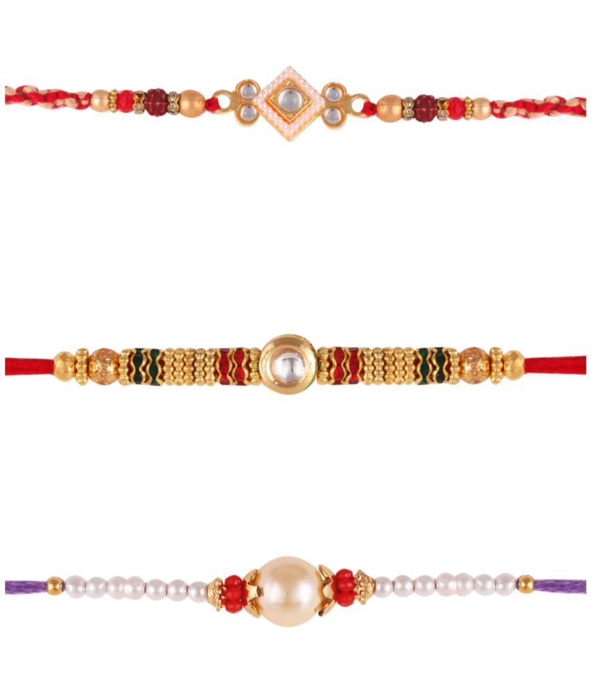     			Vighnaharta  Fancy Pearls  rakhi combo Gold and Rhodium Plated Alloy Kids Rakhi and Lovely Brother pack of 3[VFJ1194-1215-1220ERG]