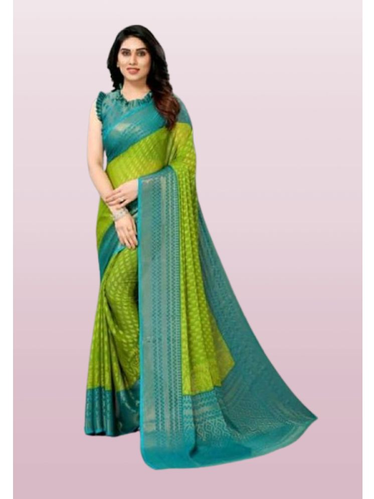     			mahalaxmi fab Chiffon Self Design Saree With Blouse Piece - Green ( Pack of 1 )