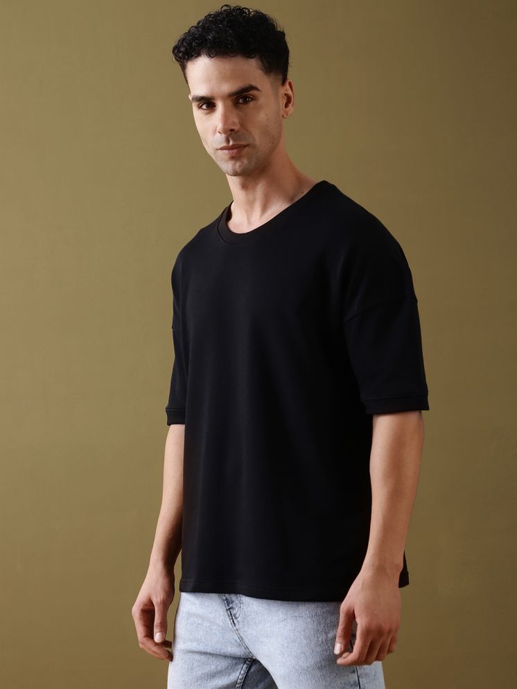     			Dillinger 100% Cotton Oversized Fit Solid Half Sleeves Men's Round T-Shirt - Black ( Pack of 1 )