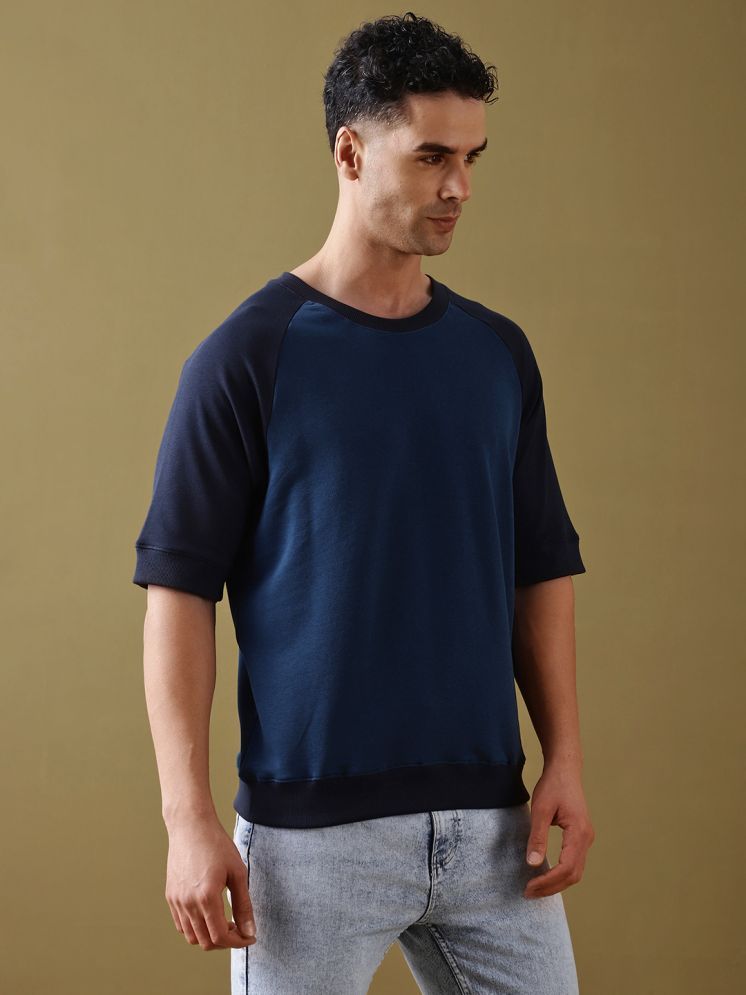     			Dillinger 100% Cotton Oversized Fit Colorblock Half Sleeves Men's Round T-Shirt - Blue ( Pack of 1 )