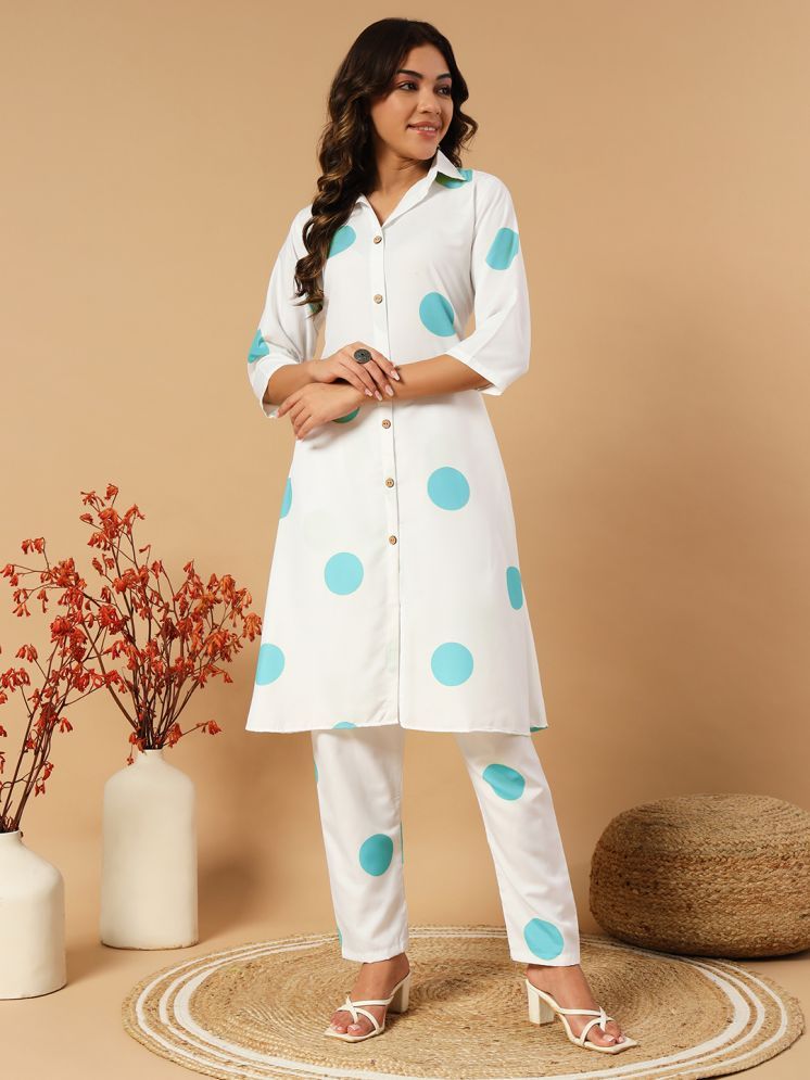     			MORLY Cotton Printed Kurti With Pants Women's Stitched Salwar Suit - Turquoise ( Pack of 1 )