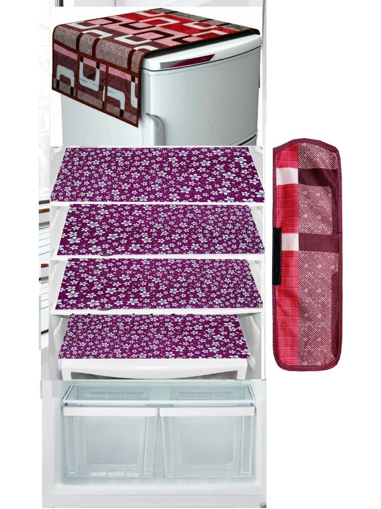     			Revexo PVC Floral Fridge Mat & Cover ( 40 32 ) Pack of 6 - Multicolor