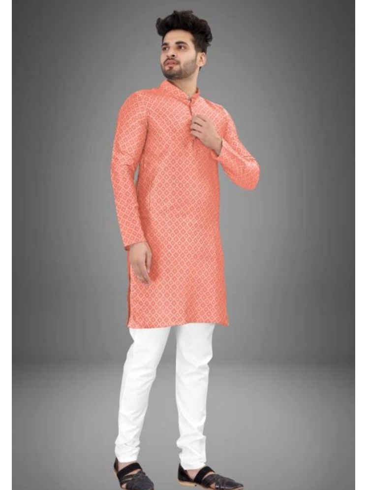     			VJ Enterprise Peach Silk Men's Regular Kurta ( Pack of 1 )