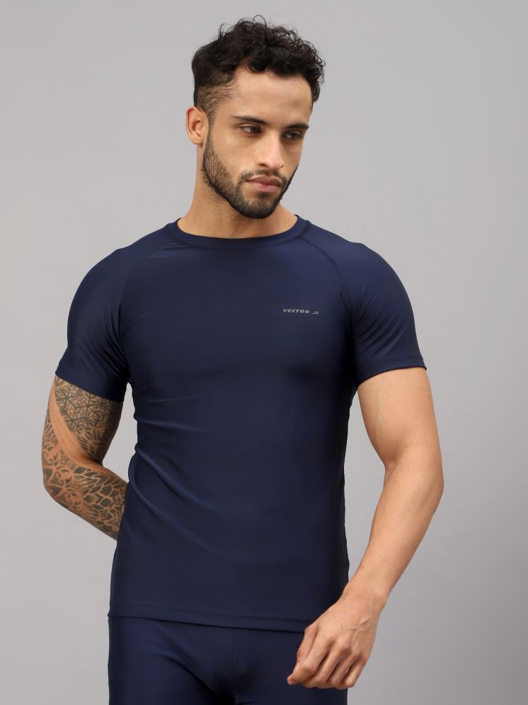     			Vector X Navy Polyester Slim Fit Men's Compression T-Shirt ( Pack of 1 )