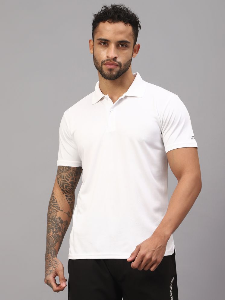     			Vector X White Polyester Regular Fit Men's Sports Polo T-Shirt ( Pack of 1 )