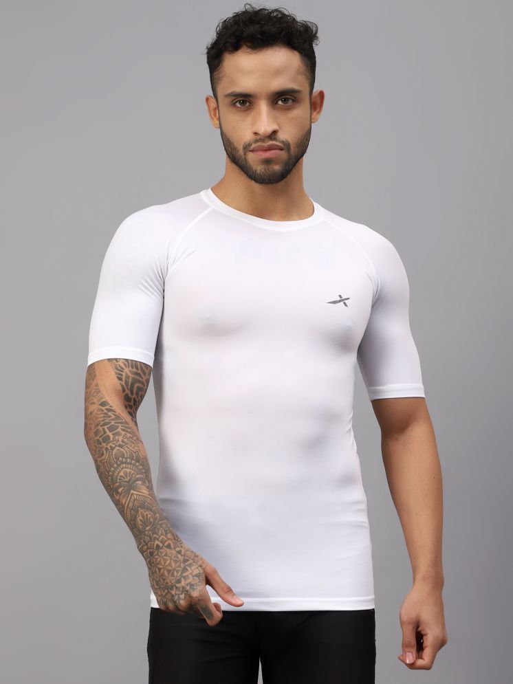     			Vector X White Polyester Slim Fit Men's Compression T-Shirt ( Pack of 1 )