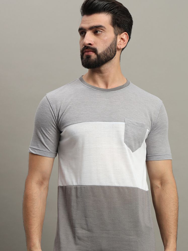     			GET GOLF Cotton Blend Regular Fit Colorblock Half Sleeves Men's Round T-Shirt - Grey ( Pack of 1 )