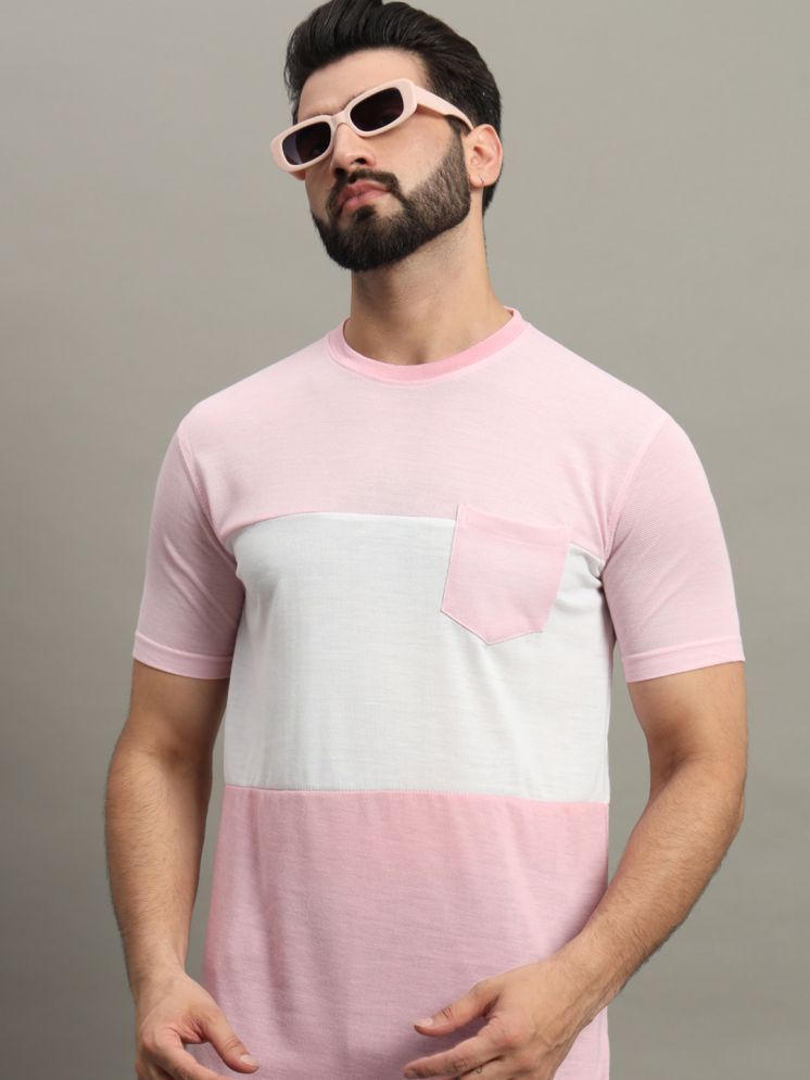     			GET GOLF Cotton Blend Regular Fit Colorblock Half Sleeves Men's Round T-Shirt - Pink ( Pack of 1 )