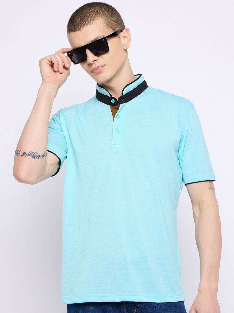     			GET GOLF Cotton Blend Regular Fit Solid Half Sleeves Men's Mandarin Collar T-Shirt - Turquoise ( Pack of 1 )