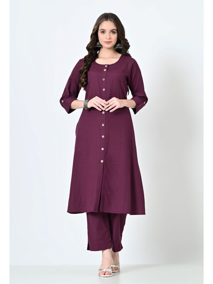     			MAURYA Cotton Solid Kurti With Pants Women's Stitched Salwar Suit - Purple ( Pack of 1 )