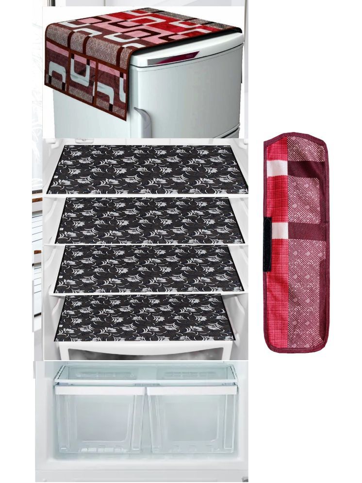     			Revexo PVC Floral Fridge Mat & Cover ( 40 32 ) Pack of 6 - Multicolor