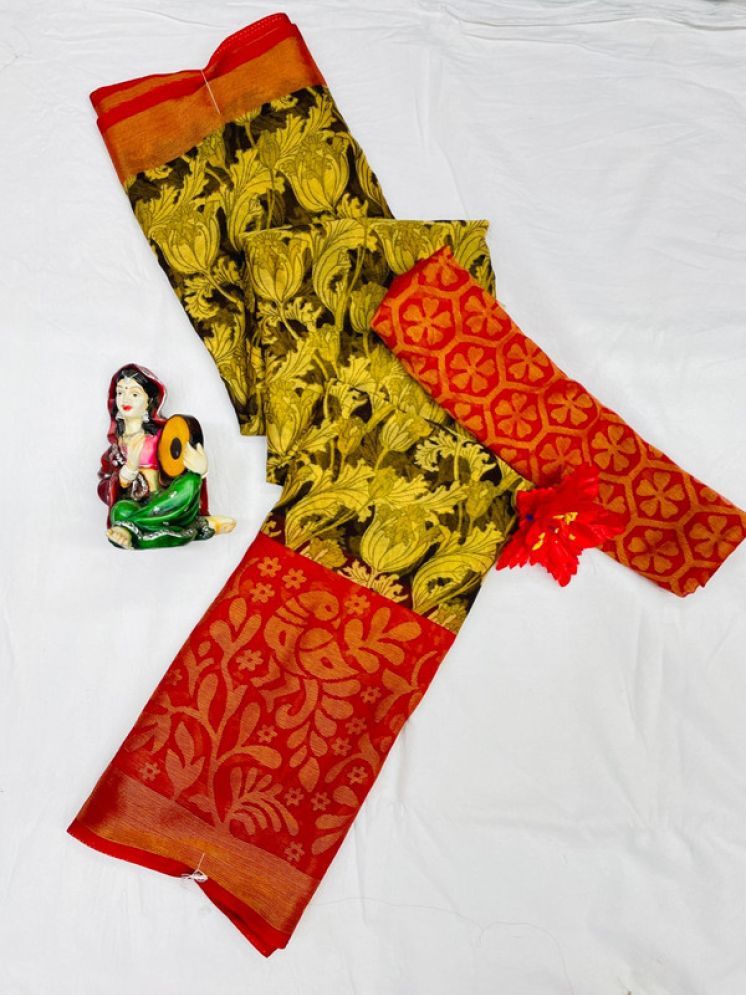     			Sanwariya Silks Brasso Printed Saree With Blouse Piece - Orange ( Pack of 1 )