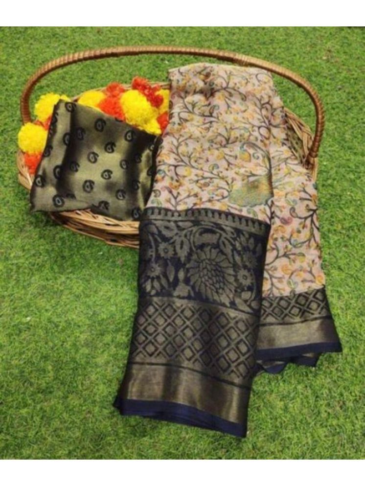     			Sitanjali Lifestyle Brasso Printed Saree With Blouse Piece - Black ( Pack of 1 )