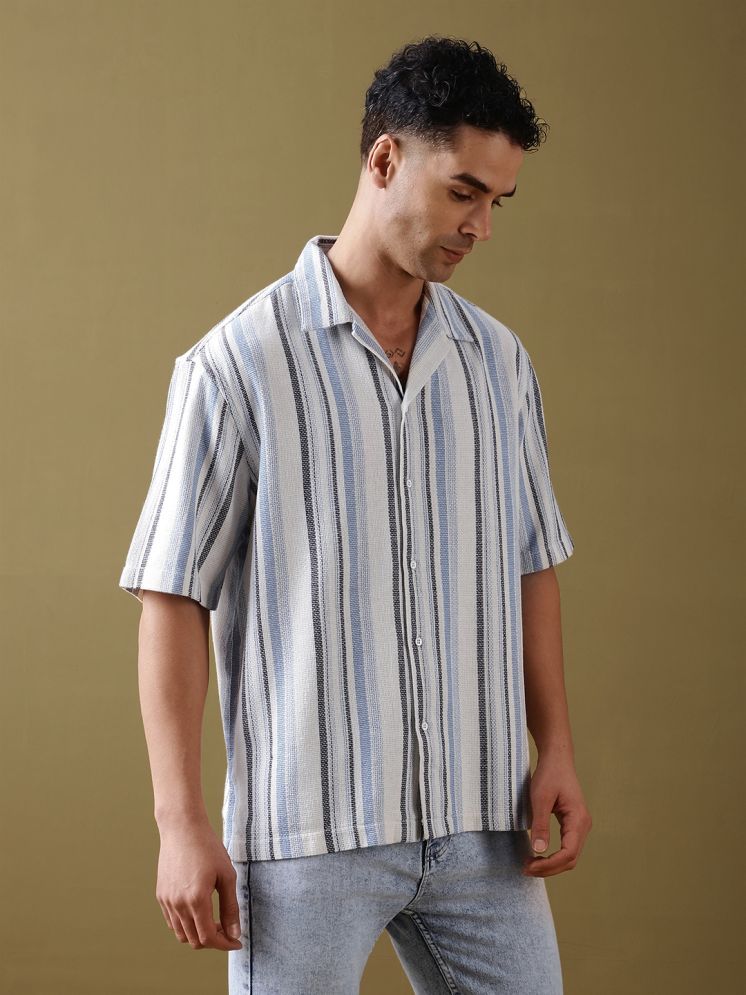     			Dillinger 100% Cotton Regular Fit Striped Half Sleeves Men's Casual Shirt - White ( Pack of 1 )