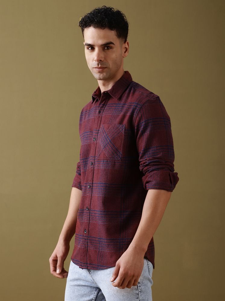     			Dillinger 100% Cotton Regular Fit Checks Full Sleeves Men's Casual Shirt - Maroon ( Pack of 1 )