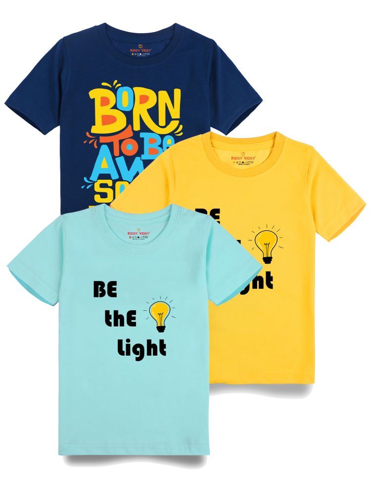     			KIDDY VIDDY Yellow Cotton Round Neck Boys T-Shirt ( Pack of 3 )