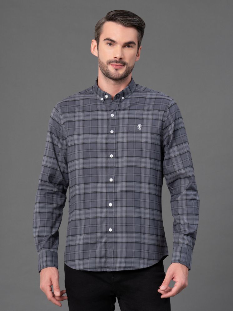     			Red Tape Cotton Blend Regular Fit Checks Full Sleeves Men's Casual Shirt - Dark Grey ( Pack of 1 )