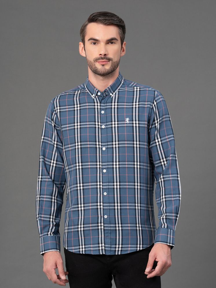     			Red Tape Cotton Blend Regular Fit Checks Full Sleeves Men's Casual Shirt - Blue ( Pack of 1 )