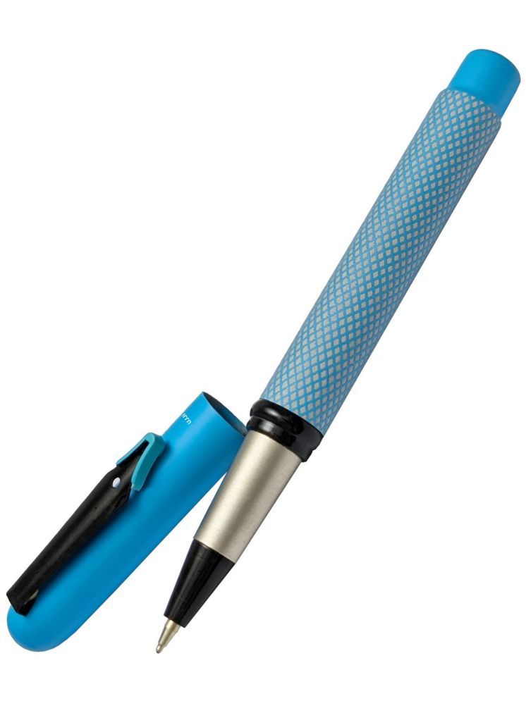     			UJJi Magnetic Cap Textured Pattern Body Design Blue Color Nib Design Clip Roller Ball Pen