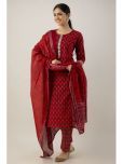 Kohsh Cotton Printed Kurti With Pants Women's Stitched Salwar Suit - Red ( Pack of 1 )