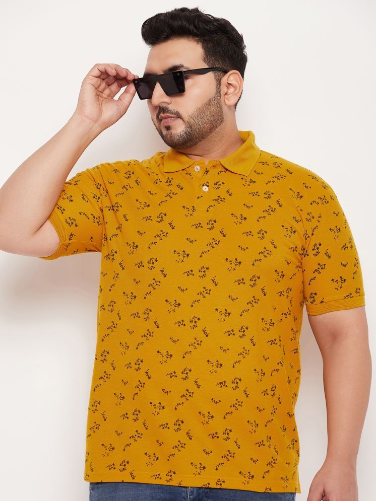     			GET GOLF Cotton Blend Regular Fit Self Design Half Sleeves Men's Polo T Shirt - Mustard ( Pack of 1 )