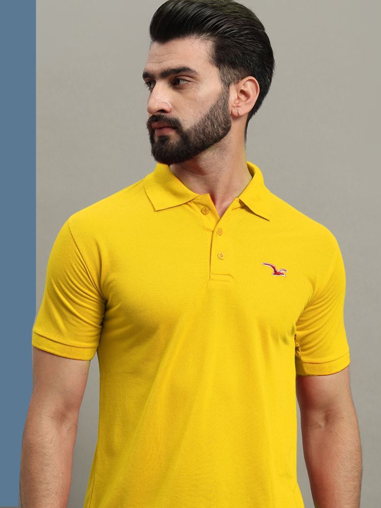     			GET GOLF Cotton Blend Regular Fit Self Design Half Sleeves Men's Polo T Shirt - Yellow ( Pack of 1 )