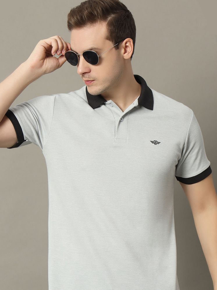     			GET GOLF Cotton Blend Regular Fit Self Design Half Sleeves Men's Polo T Shirt - Light Grey ( Pack of 1 )