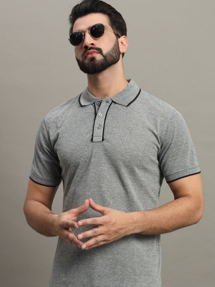     			GET GOLF Cotton Blend Regular Fit Self Design Half Sleeves Men's Polo T Shirt - Grey ( Pack of 1 )