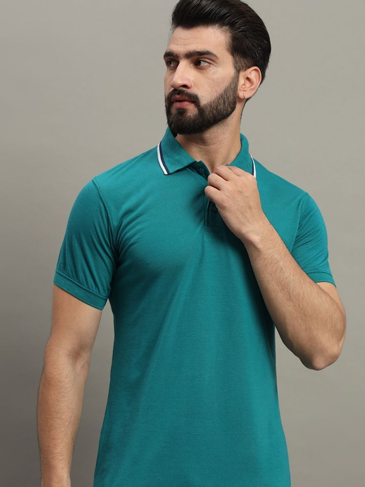     			GET GOLF Cotton Blend Regular Fit Self Design Half Sleeves Men's Polo T Shirt - Teal Blue ( Pack of 1 )