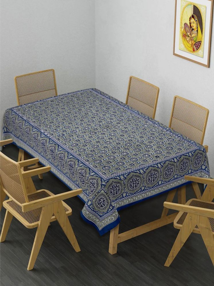     			INDHOME LIFE Printed Cotton 6 Seater Rectangle Table Cover ( 228 x 152 ) cm Pack of 1 Blue