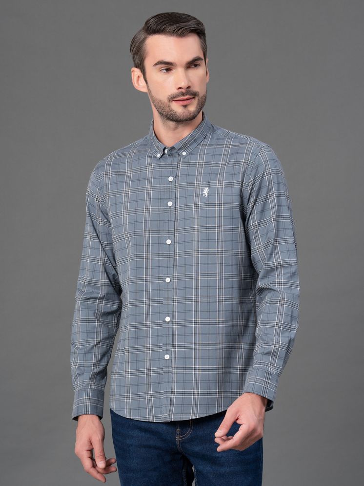     			Red Tape Cotton Blend Regular Fit Checks Full Sleeves Men's Casual Shirt - Grey ( Pack of 1 )