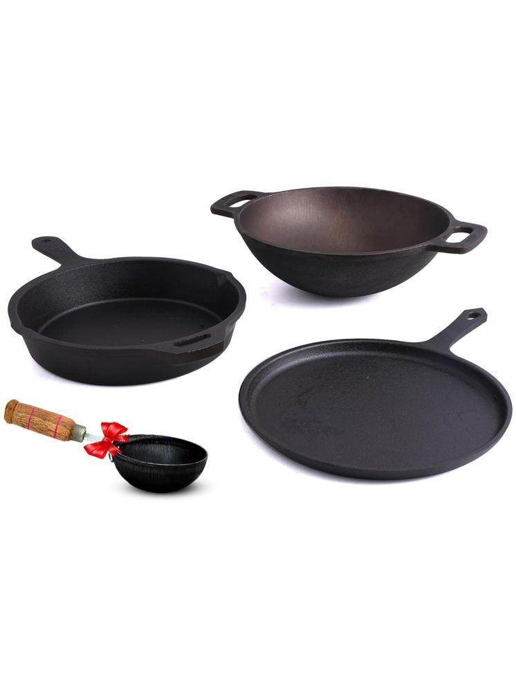     			The Indus Valley Cookware set Black Cast Iron ( Set of 3 )