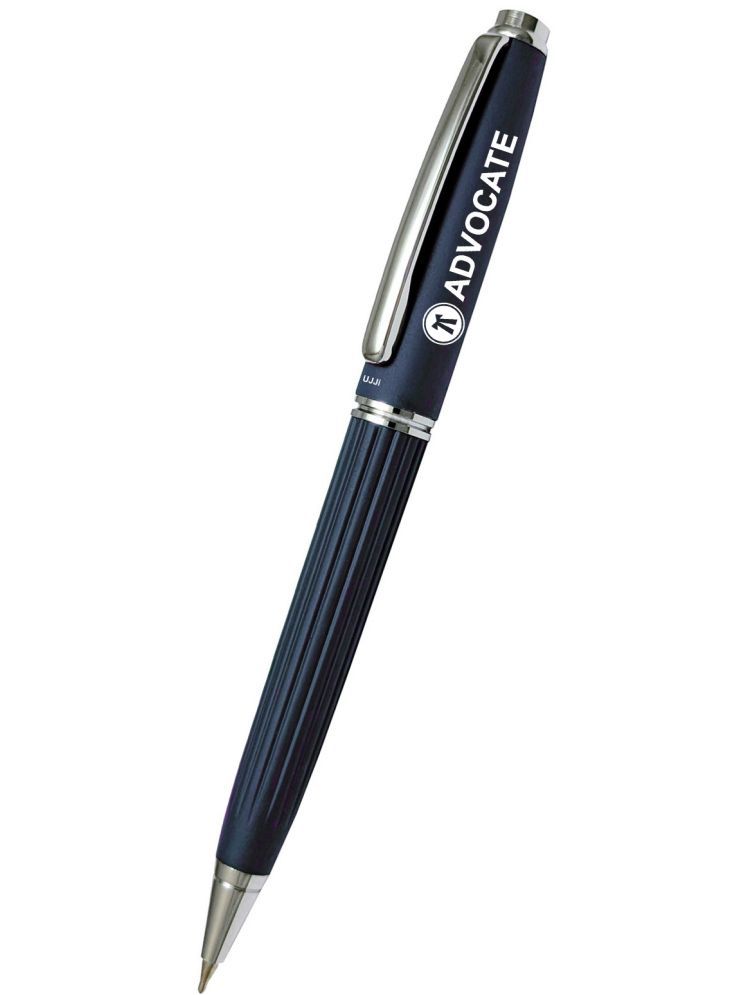     			UJJi Lawyer Logo with Lining Pattern Design Blue Colour with Chrome Plated Clip Ball Pen