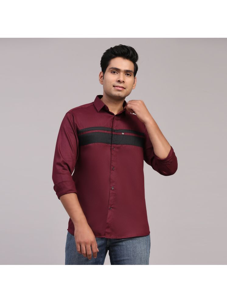     			NOWT Cotton Blend Regular Fit Colorblock Full Sleeves Men's Casual Shirt - Maroon ( Pack of 1 )