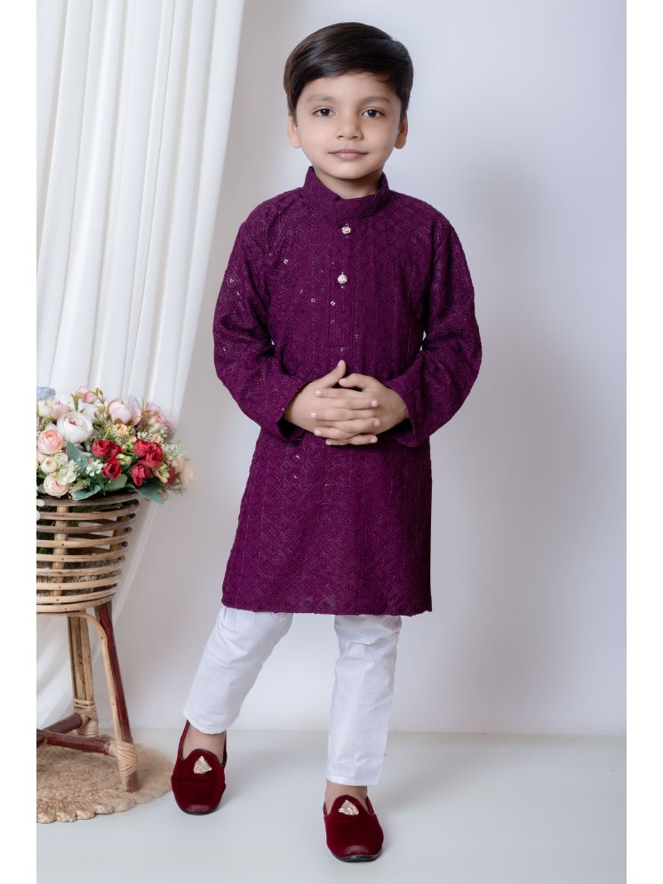     			New Collection Purple Chanderi Boys Kurta Sets ( Pack of 1 )