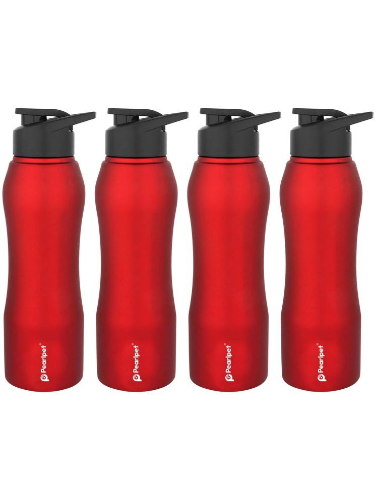     			PearlPet S90-750ML Red Stainless Steel Sipper Water Bottle 750 mL ( Set of 4 )