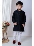 New Collection Pack of 1 Boys Chanderi Kurta Sets ( Dark Blue )