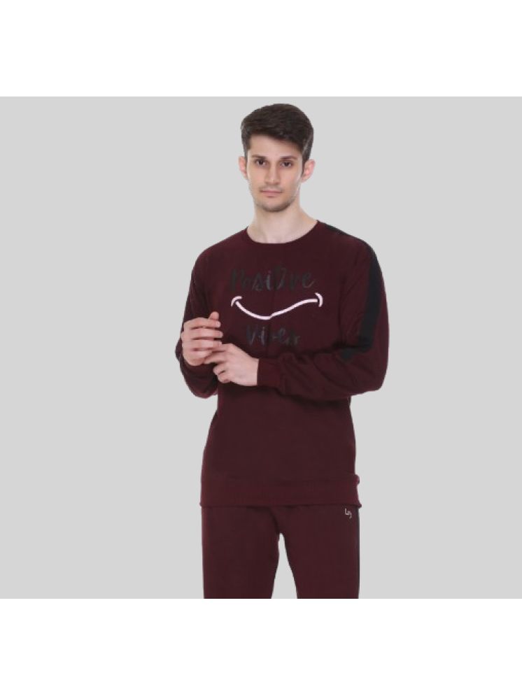     			LEEBONEE Fleece Round Neck Men's Sweatshirt - Wine ( Pack of 1 )