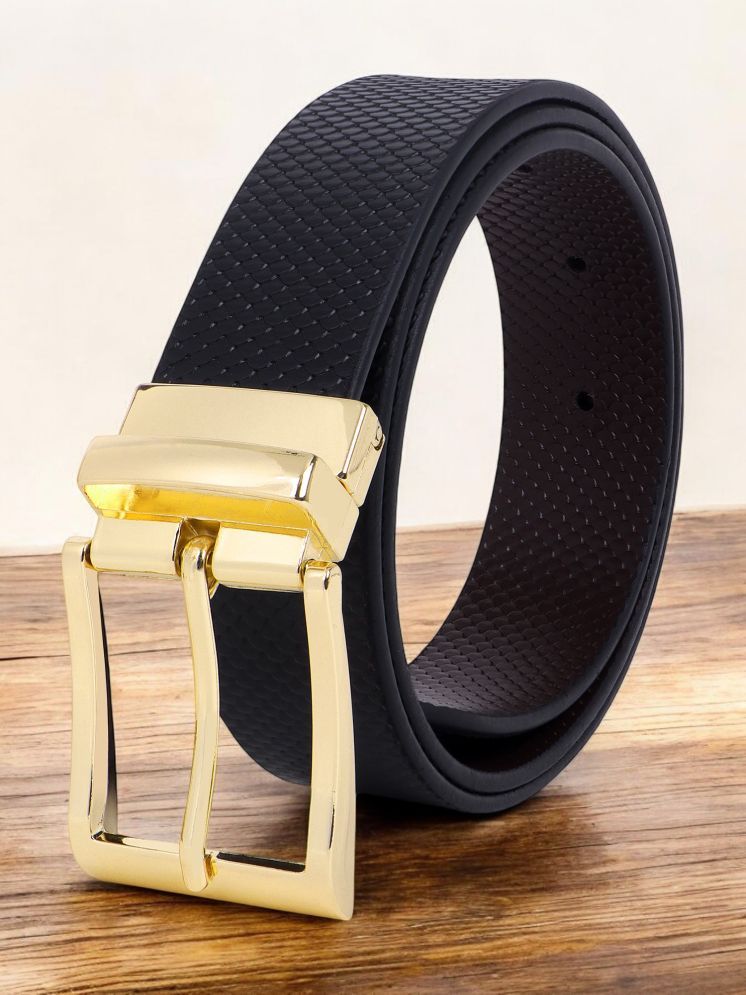     			SUNSHOPPING - Black 100% Leather Men's Reversible Belt ( Pack of 1 )