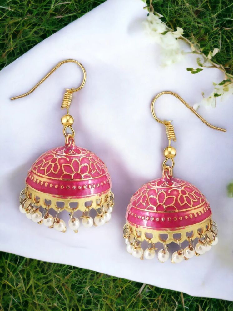     			BIYU Pink Jhumki Earrings ( Pack of 1 )