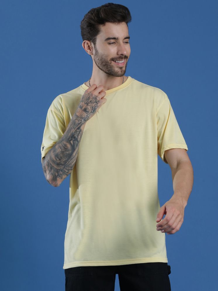     			EPPE Cotton Blend Oversized Fit Solid Half Sleeves Men's Round T-Shirt - Yellow ( Pack of 1 )