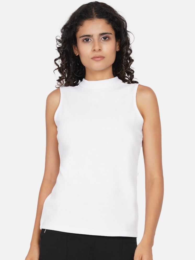     			ETICO White Polyester Women's Regular Top ( Pack of 1 )