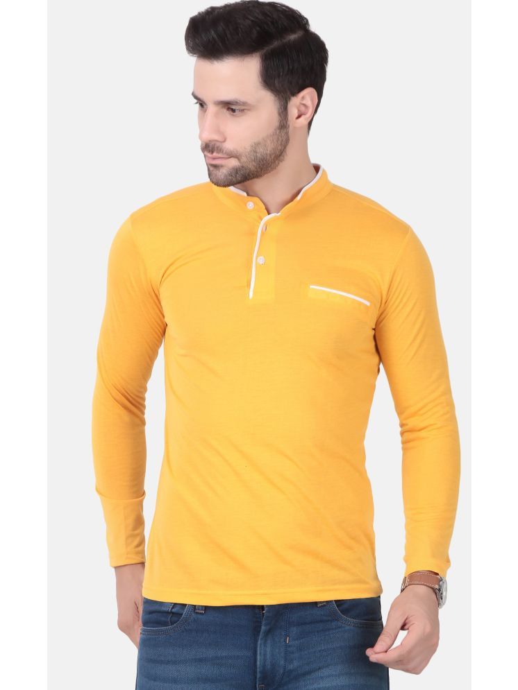     			FIRST POSTION Cotton Blend Regular Fit Solid Full Sleeves Men's Mandarin Collar T-Shirt - Mustard ( Pack of 1 )