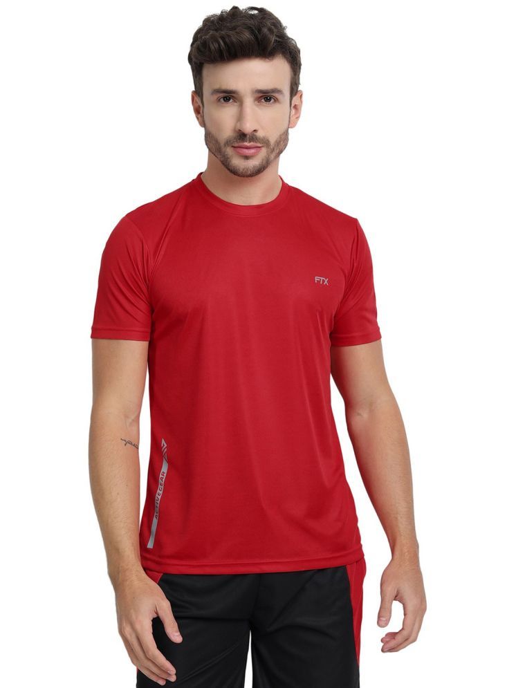     			FTX Polyester Regular Fit Solid Half Sleeves Men's Round T-Shirt - Red ( Pack of 1 )