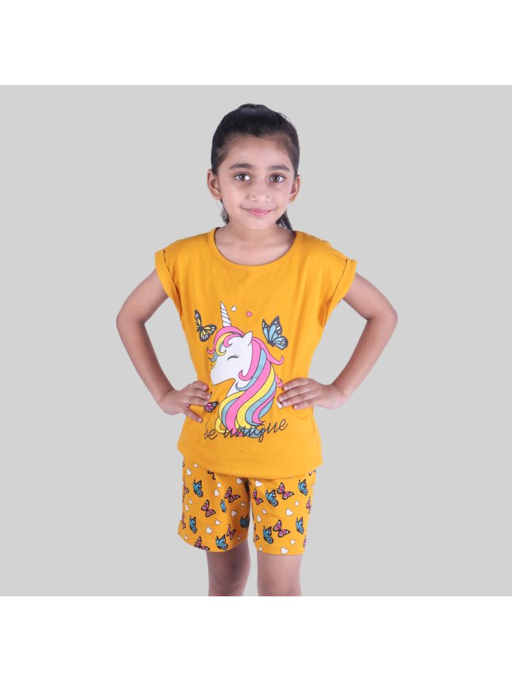     			Kidzee Kingdom Yellow Cotton Girls Top With Shorts ( Pack of 1 )