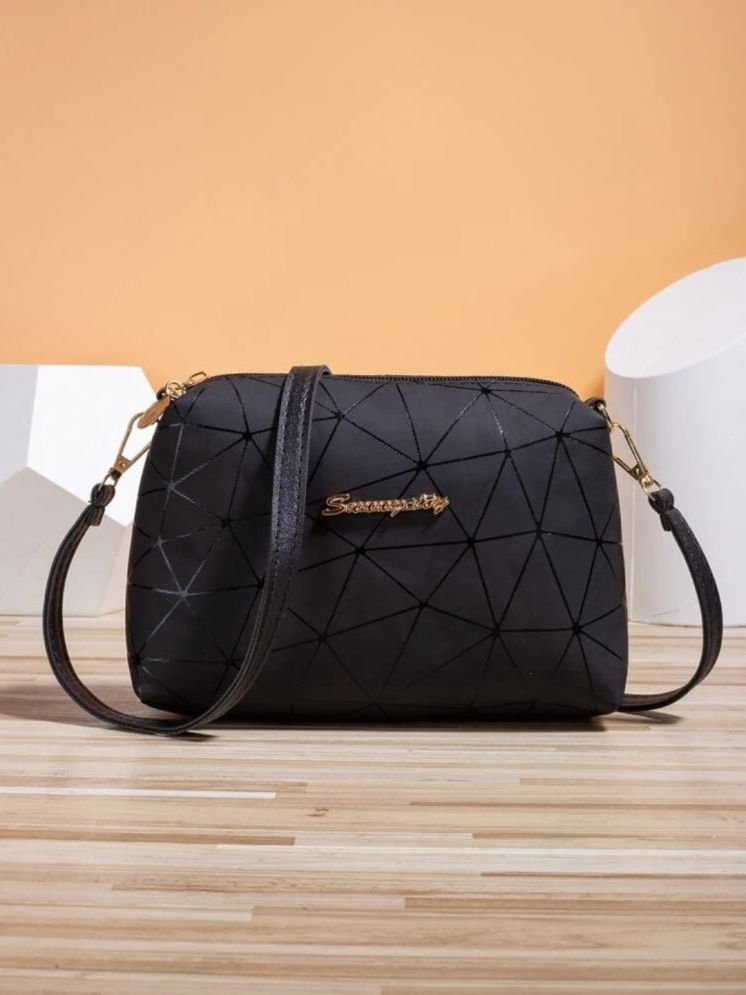     			LIKE STYLE Black PU Sling Bag