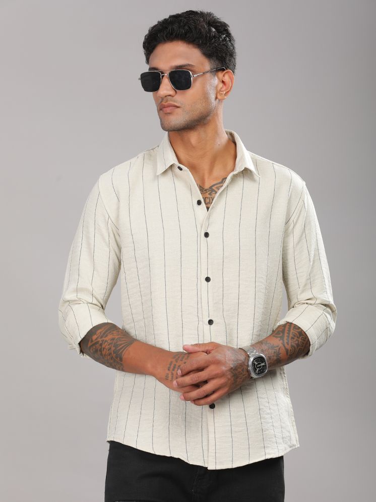     			Paul Street Viscose Slim Fit Striped Full Sleeves Men's Casual Shirt - Beige ( Pack of 1 )