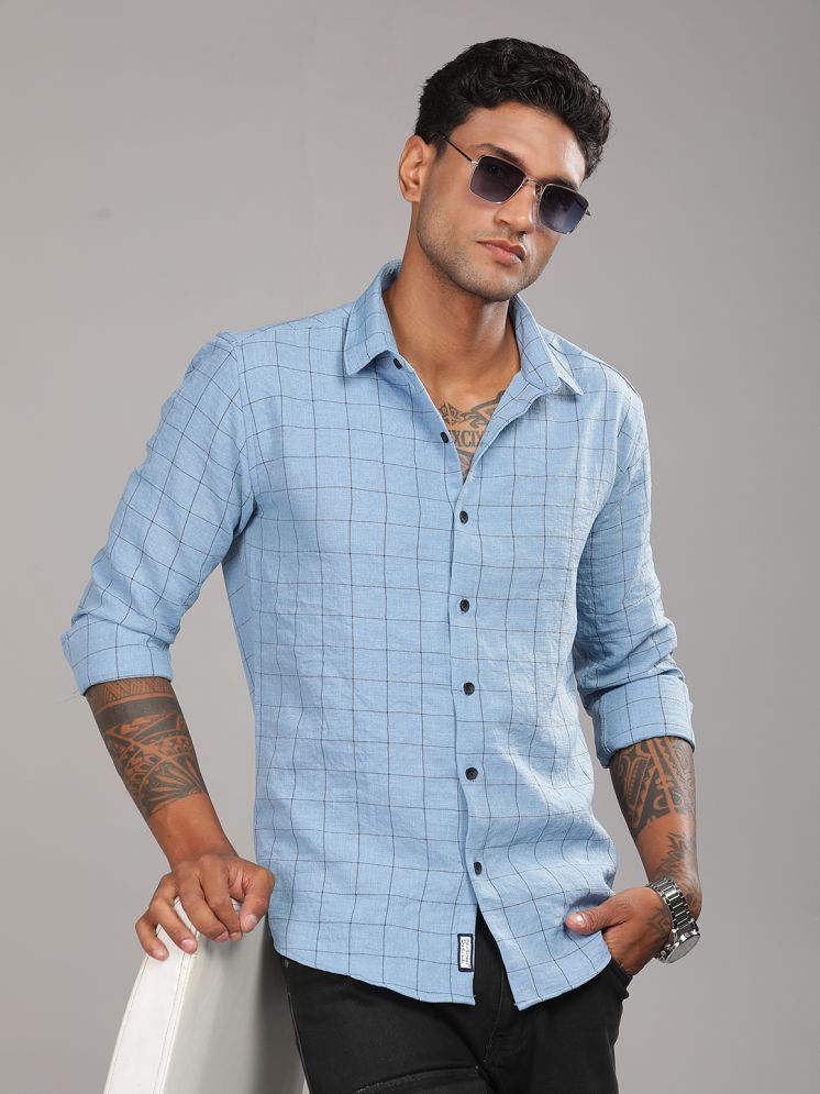     			Paul Street Viscose Slim Fit Checks Full Sleeves Men's Casual Shirt - Blue ( Pack of 1 )