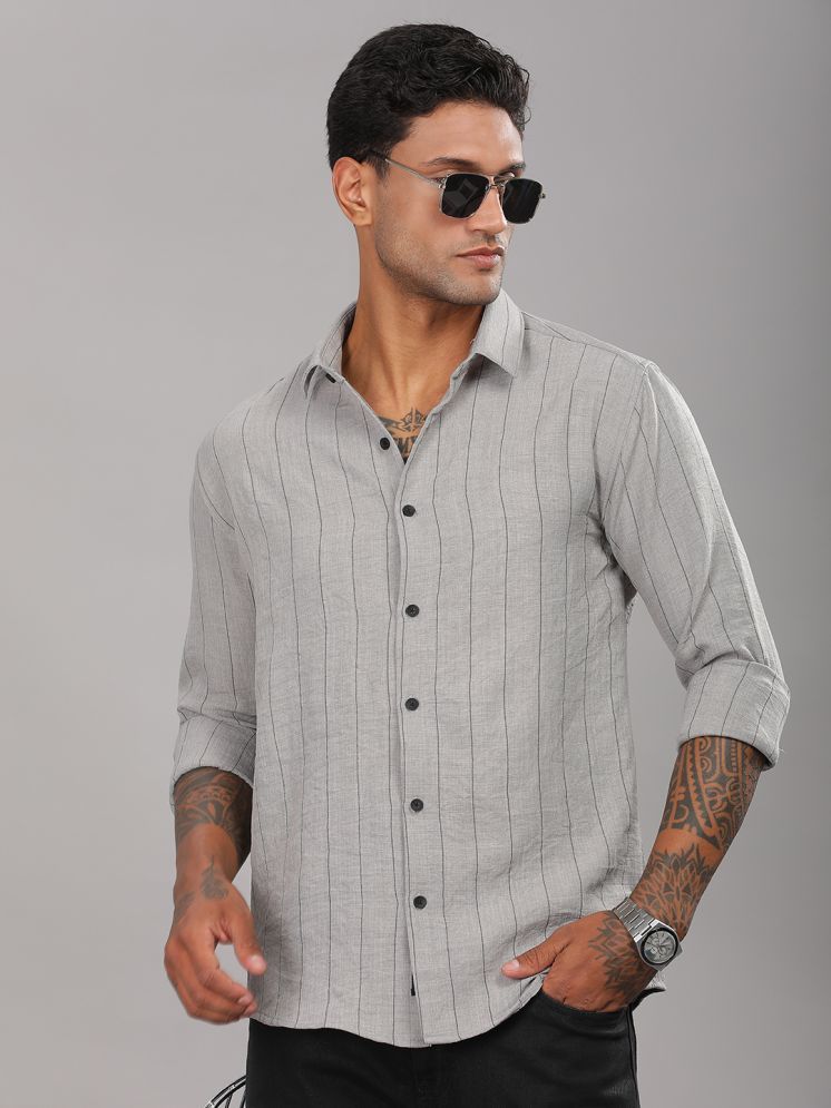     			Paul Street Viscose Slim Fit Striped Full Sleeves Men's Casual Shirt - Grey ( Pack of 1 )