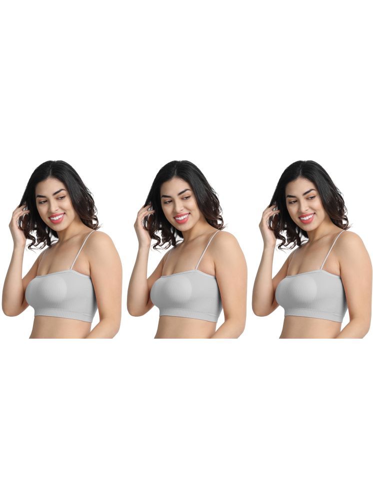     			3Mads Pack of 3 Cotton Heavily Padded Women's Everyday Bra ( Light Grey ) GBra009_GR_GR_GR